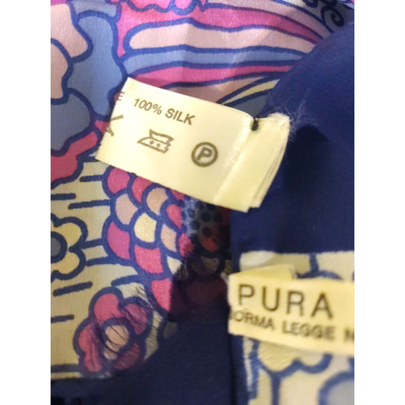 Pura Seta Silk Scarf Rolled Edges 1960's Vintage - Picture 6 of 14